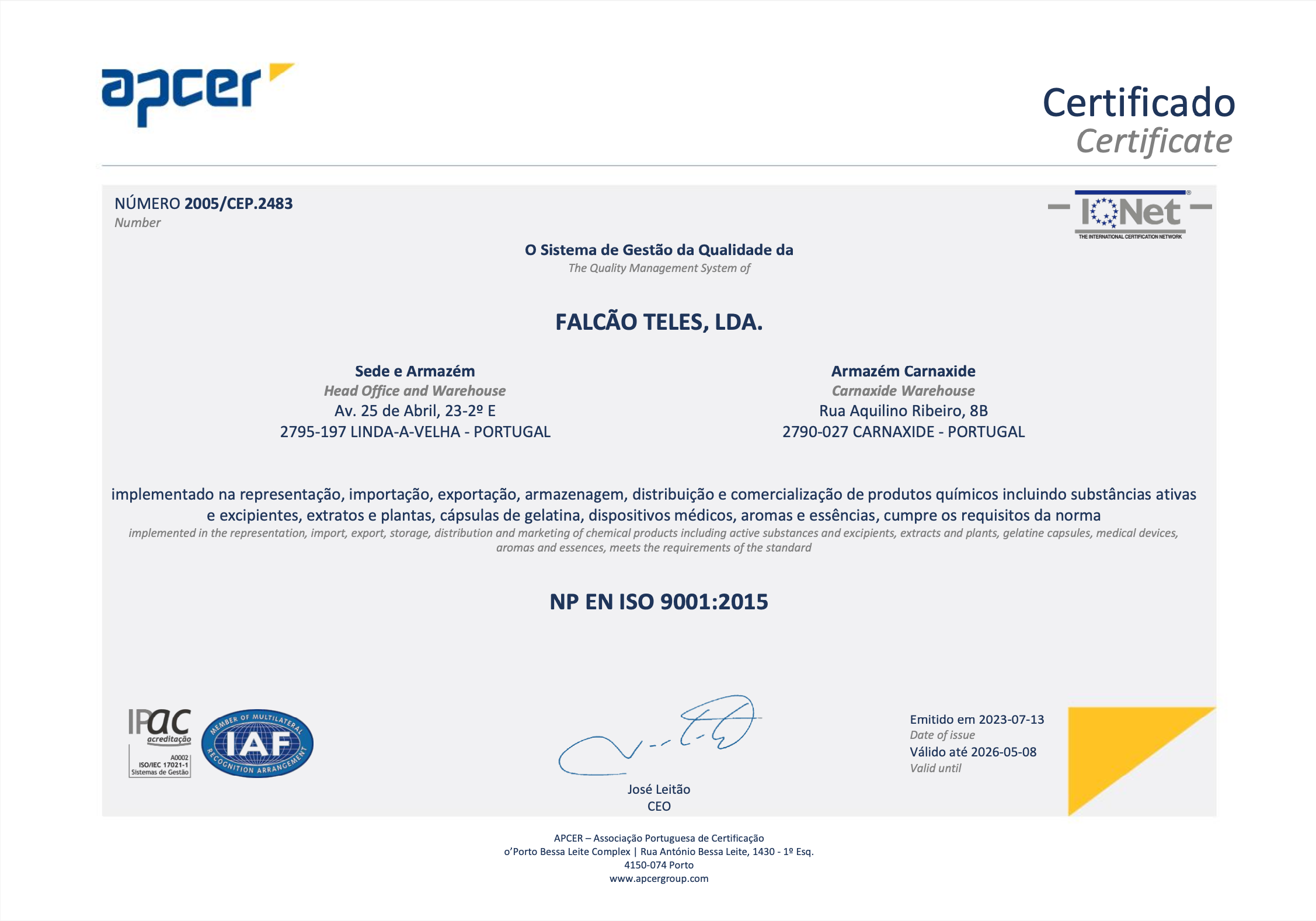 Certificado Apcer
